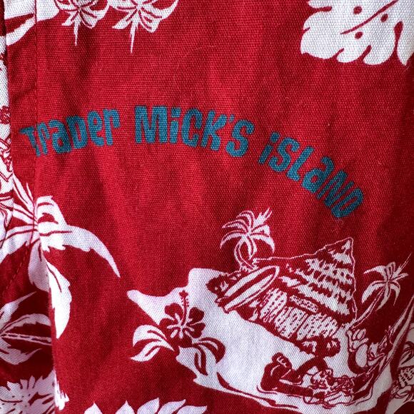 VINTAGE Disney World Men's S Trader Mick's Surf Gear Hawaiian Shirt in Red WDW - Picture 5 of 7